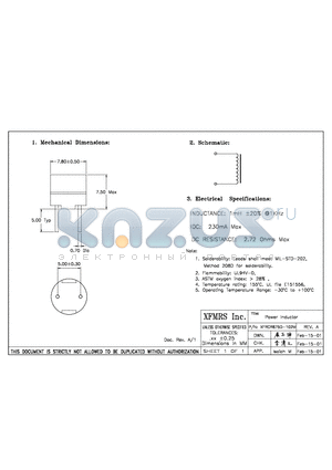 XFRCR875D-102M datasheet - Power Inductor