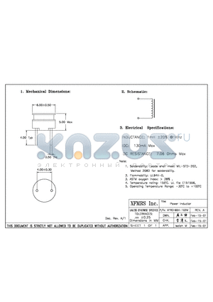 XFRCH654-102M datasheet - Power Inductor