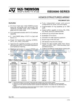 ISB35000 datasheet - HCMOS STRUCTURED ARRAY