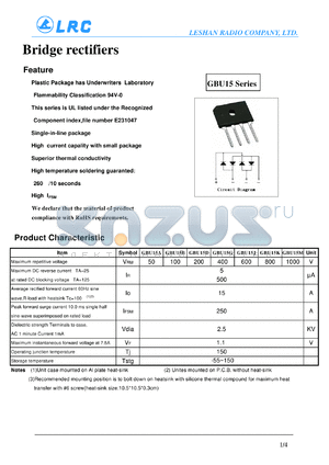 GBU15D datasheet - Bridge rectifiers