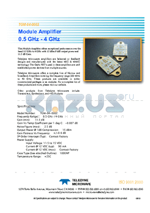 TGM-04-0002 datasheet - Module Amplifier 0.5 GHz - 4 GHz