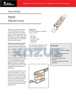 TH10 datasheet - Thermal Cut-out