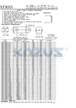 XFRL-1256-5-15 datasheet - INDUCTORS