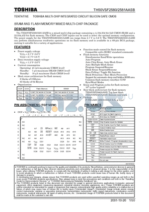 TH50VSF2581AASB datasheet - SRAM AND FLASH MEMORY MIXED MULTI-CHIP PACKAGE