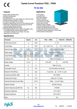TH8A datasheet - Topstek Current Transducer