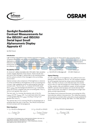 ISD2353 datasheet - Sunlight Readability Contrast Measurements