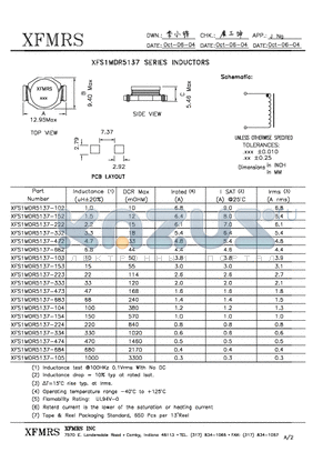 XFS1MDR5137-472 datasheet - INDUCTORS