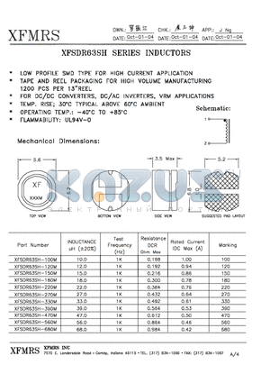 XFSDR63SH datasheet - INDUCTORS