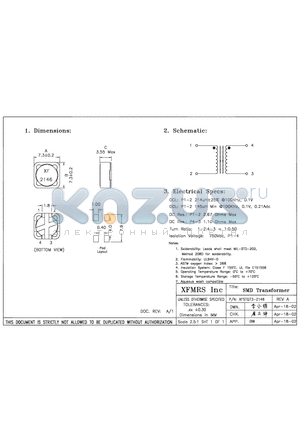 XFSTQ73-2146 datasheet - SMD Transformer