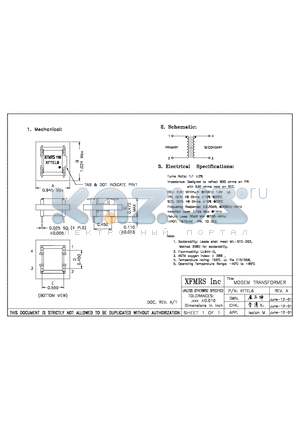 XFTEL6 datasheet - MODEM TRANSFORMER