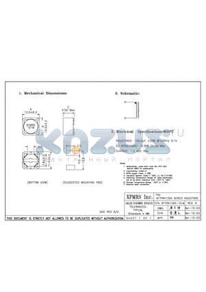 XFTPRH1204-101M datasheet - INDUCTORS