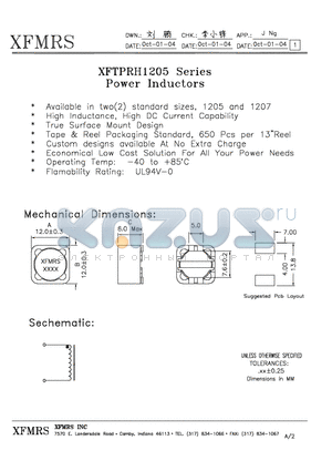 XFTPRH1205-221M datasheet - POWER INDUCTORS