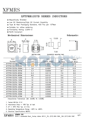 XFTPRH1207B-120M datasheet - SERIES INDUCTORS