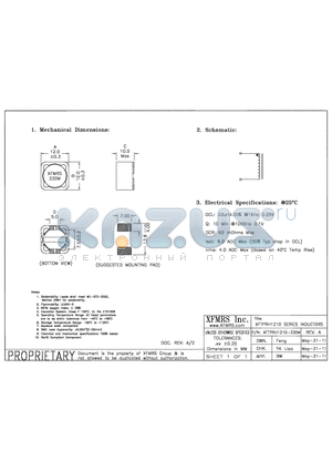 XFTPRH1210-330M datasheet - XFTPRH1210 SERIES INDUCTOPS