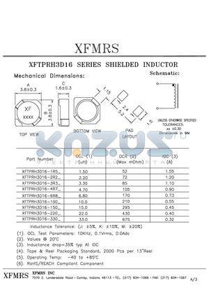 XFTPRH3D16-100_ datasheet - SHIELDED INDUCTOR