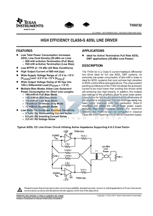 THS6132VFPR datasheet - HIGH EFFICIENCY CLASS - G ADSL LINE DRIVER