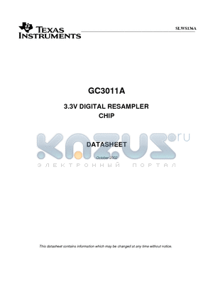 GC3011A datasheet - 3.3V DIGITAL RESAMPLER CHIP