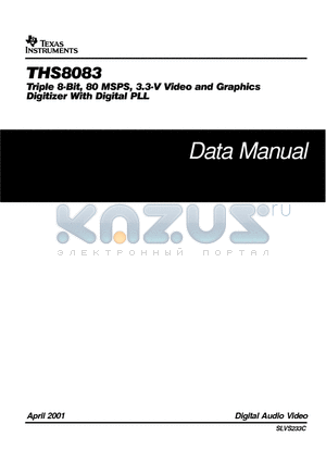 THS8083T datasheet - Triple 8-Bit, 80 MSPS, 3.3-V Video and Graphics Digitizer With Digital PLL