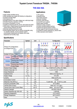 THX50A datasheet - Topstek Current Transducer