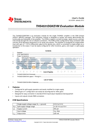 THS4531DGKEVM datasheet - THS4531DGKEVM Evaluation Module