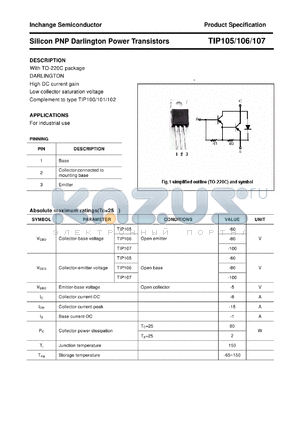 TIP105 datasheet - Silicon PNP Darlington Power Transistors