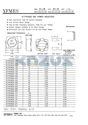 XFTPRH62B datasheet - SMT POWER INDUCTORS