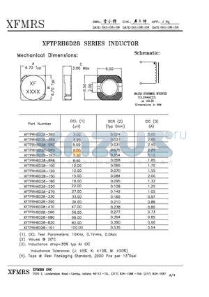 XFTPRH6D28-101 datasheet - INDUCTOR