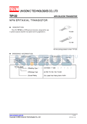 TIP122L-T60-K datasheet - NPN EPITAXIAL TRANSISTOR