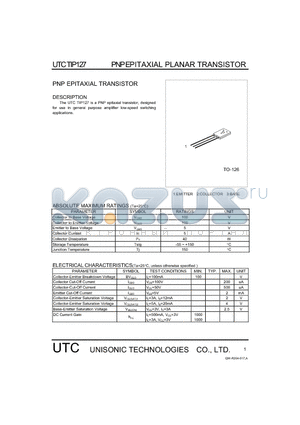 TIP127 datasheet - PNP EPITAXIAL TRANSISTOR