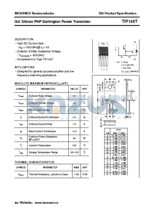 TIP145T datasheet - isc Silicon PNP Darlington Power Transistor