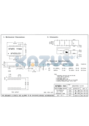 XFVDSLCO1 datasheet - BANDPASS FILTER