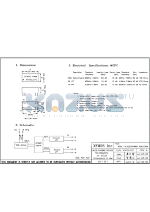 XFVDSLCPE datasheet - VDSL FILTER/HYBRID SOLUTION