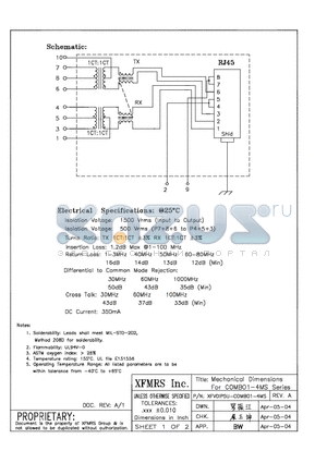 XFVOIP5U-C1-4MS datasheet - Mechanical Dimensions For COMBO1-4MS