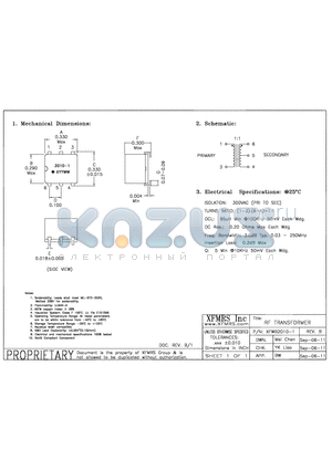 XFWB2010-1 datasheet - UNLESS OTHERWISE SPECIFIED TOLERANCES