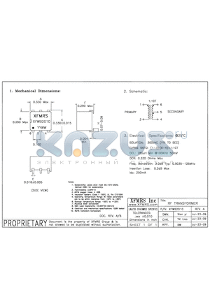 XFWB2010 datasheet - RF TRANSFORMER