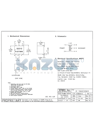 XFWB2010 datasheet - TF TRANSFORMER