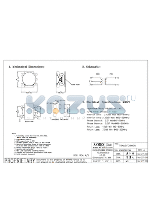 XFWBC2073A datasheet - TRANSFORMER