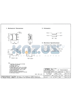 XFWBC2038_12 datasheet - UNLESS OTHERWISE SPECIFIED TOLERANCES