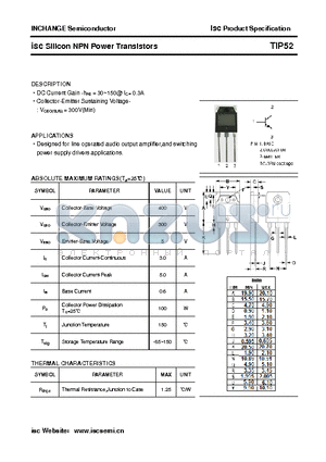 TIP52 datasheet - isc Silicon NPN Power Transistors