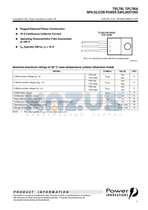 TIPL790A datasheet - NPN SILICON POWER DARLINGTONS