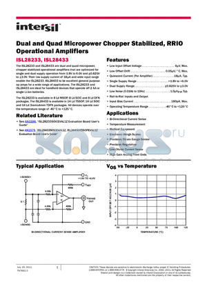 ISL28233_11 datasheet - Dual and Quad Micropower Chopper Stabilized, RRIO Operational Amplifiers