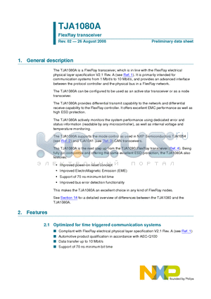 TJA1080A datasheet - FlexRay transceiver