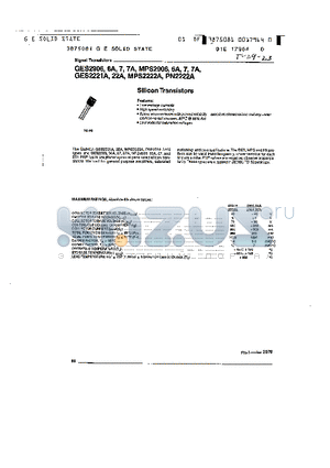 GES2907A datasheet - SILICON TRANSISTORS