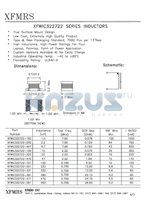 XFWIC322722-101 datasheet - INDUCTORS