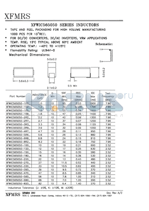 XFWIC565050-100 datasheet - XFWIC565050 SERIES INDUCTORS