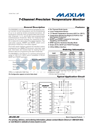 MAX6689UP38+ datasheet - 7-Channel Precision Temperature Monitor