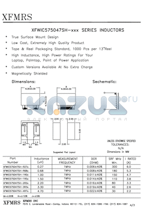 XFWIC575047SH-101X datasheet - INDUCTORS