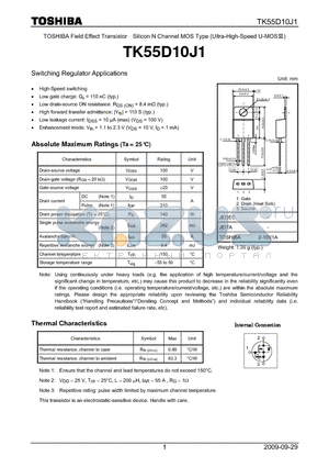 TK55D10J1 datasheet - Switching Regulator Applications