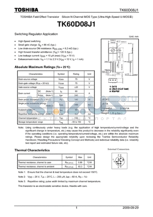 TK60D08J1 datasheet - Switching Regulator Application