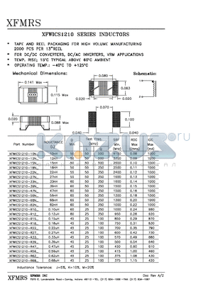 XFWICS1210 datasheet - INDUCTORS